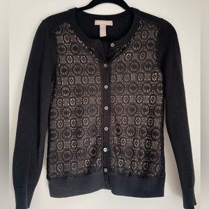 BANANA REPUBLIC Women's Polyester 30% Wool Cardigan Sweater w/ Lace XS